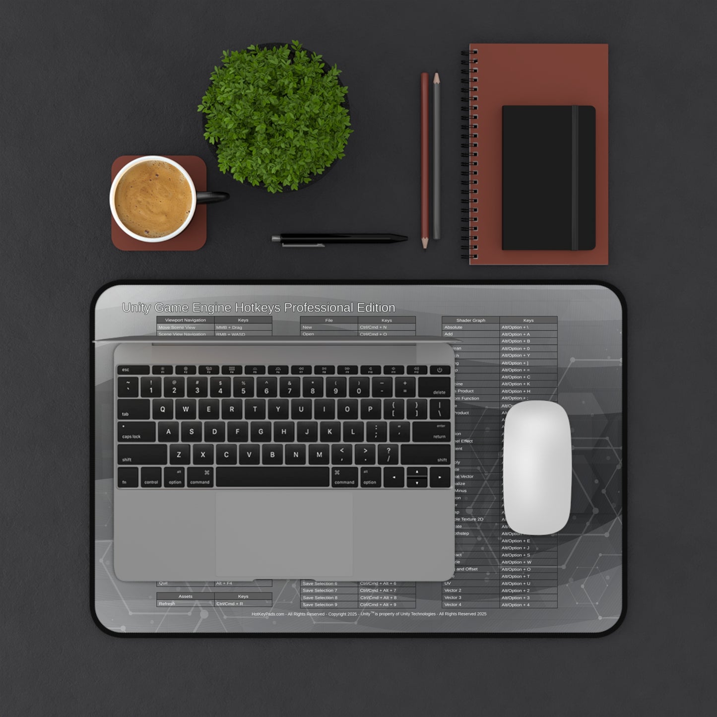 Unity Professional Edition Game Engine HotKeyPad Desk Mat (12" x 18")