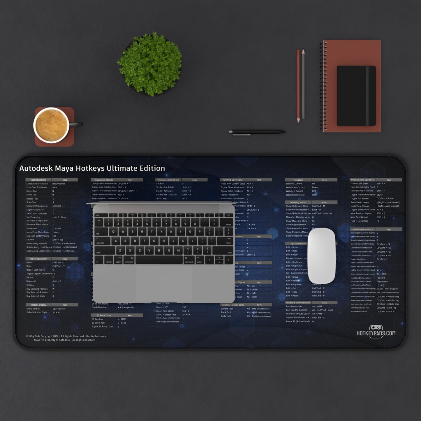 Autodesk Maya Hotkeys Ultimate Edition Gaming Desk Pad (16" x 32")