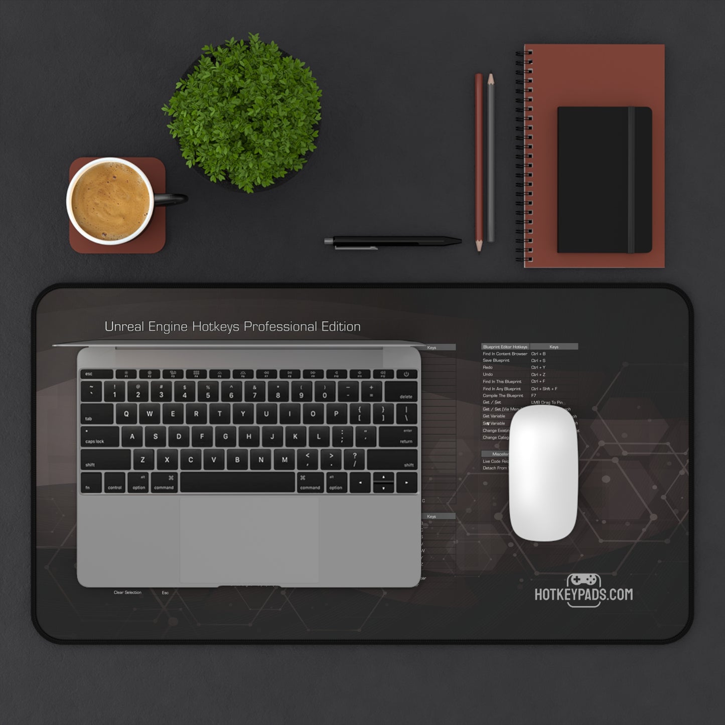 Unreal Engine Hotkeys Professional Edition Gaming Desk Pad (12" x 22")