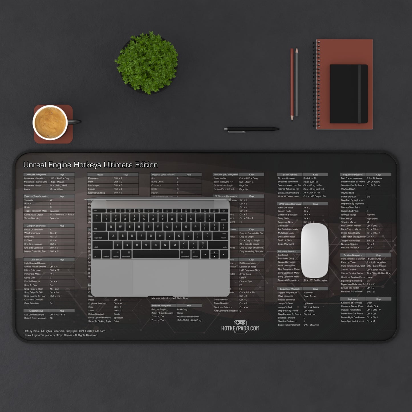 Unreal Engine Hotkeys Ultimate Edition Gaming Desk Pad (16" x 32")