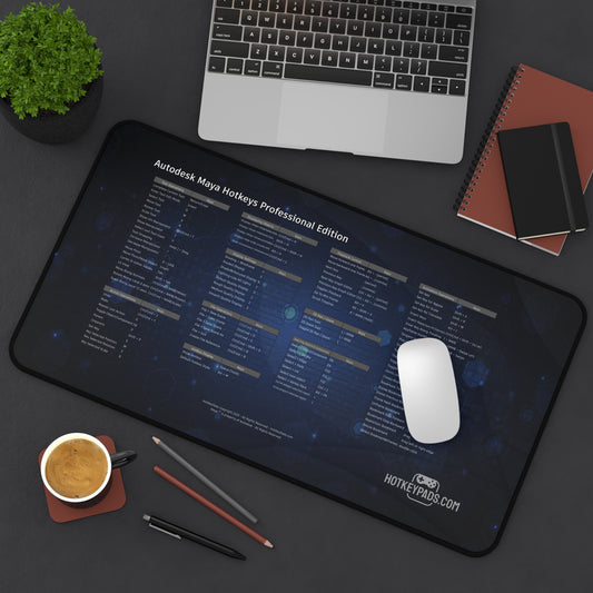 Autodesk Maya Hotkeys Professional Edition Gaming Desk Mat (12" x 22")- Ultimate Reference for Designers & Animators