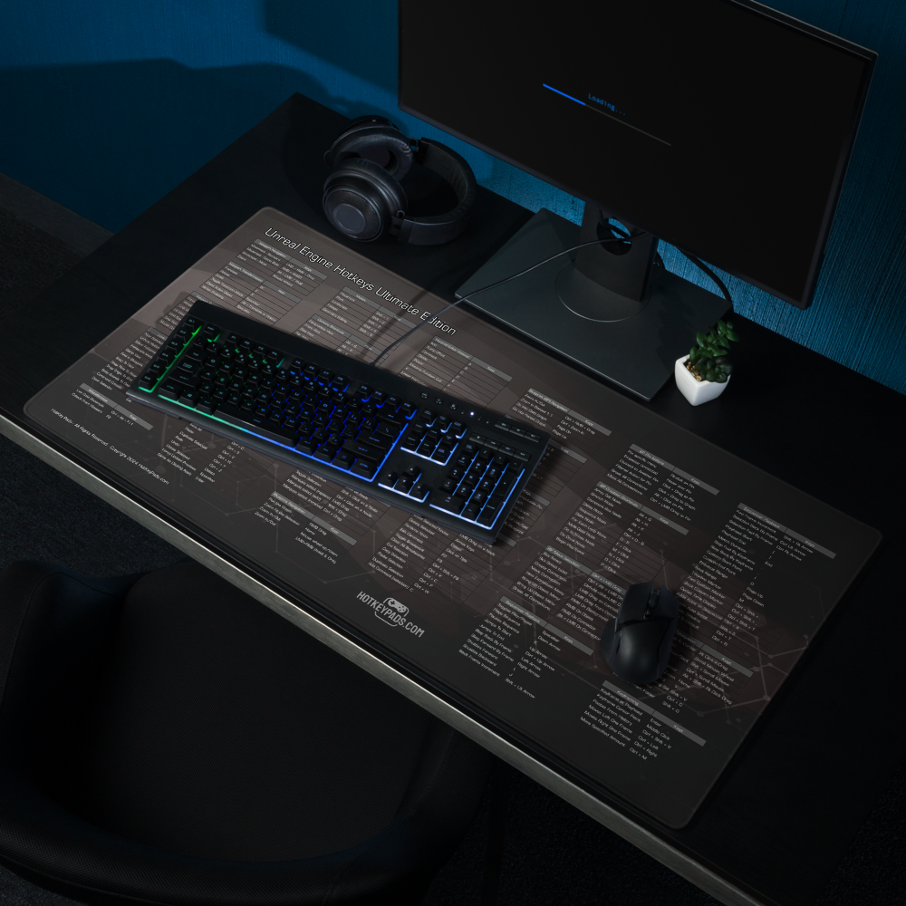 Unreal Engine Hotkeys Ultimate Edition Gaming Mouse Desk Pad (36" x 18")